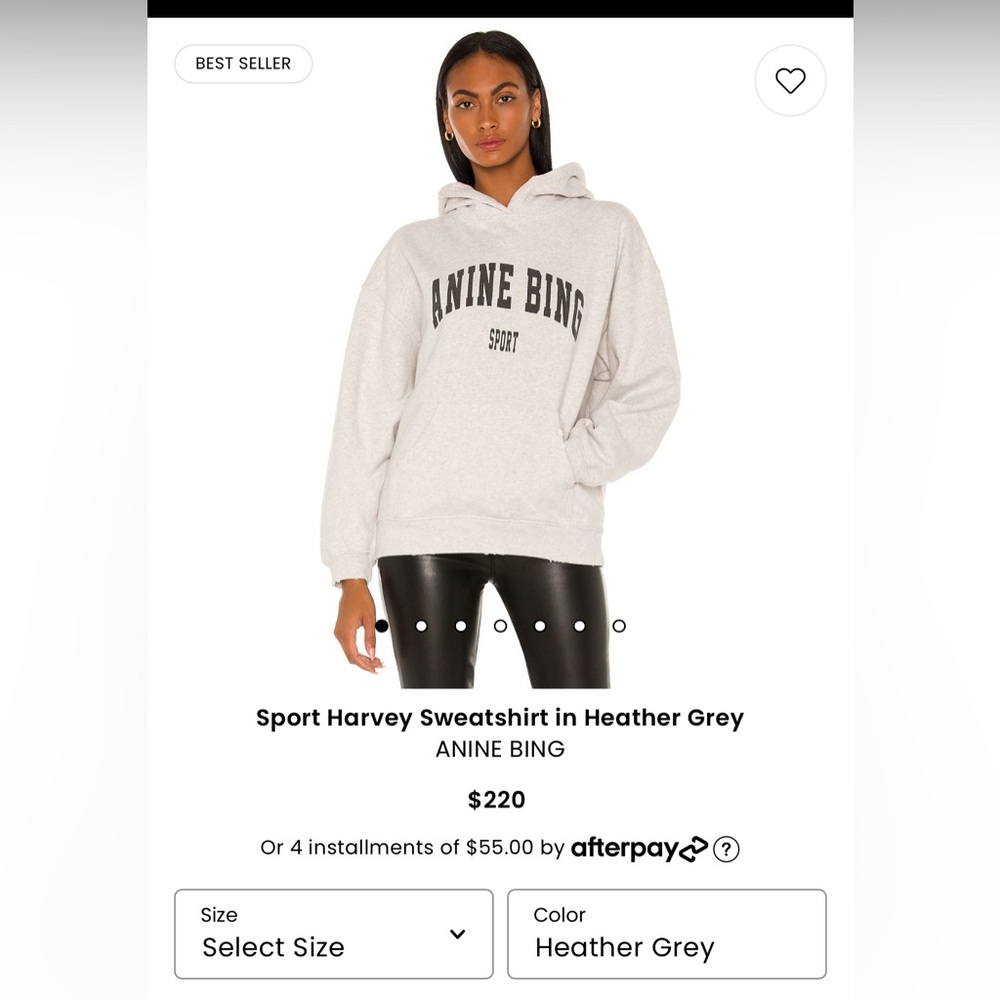 Anine Bing Sport Harvey sweatshirt in heather grey. Worn 1 time. Like new.